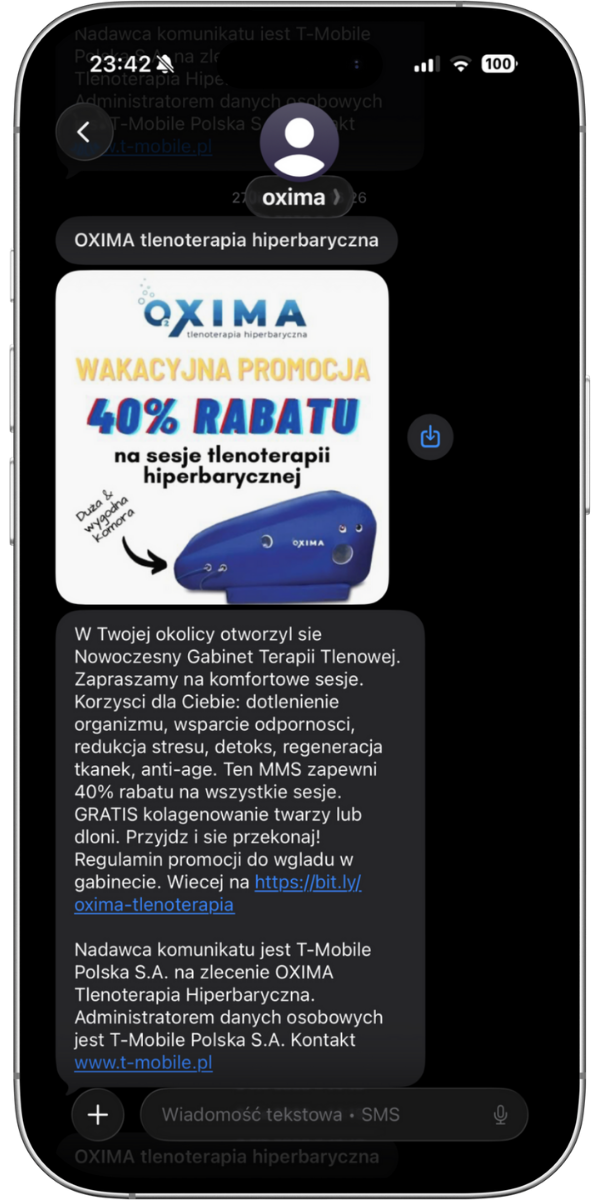 Przykład kampanii MMS - Oxima Tlenoterapia