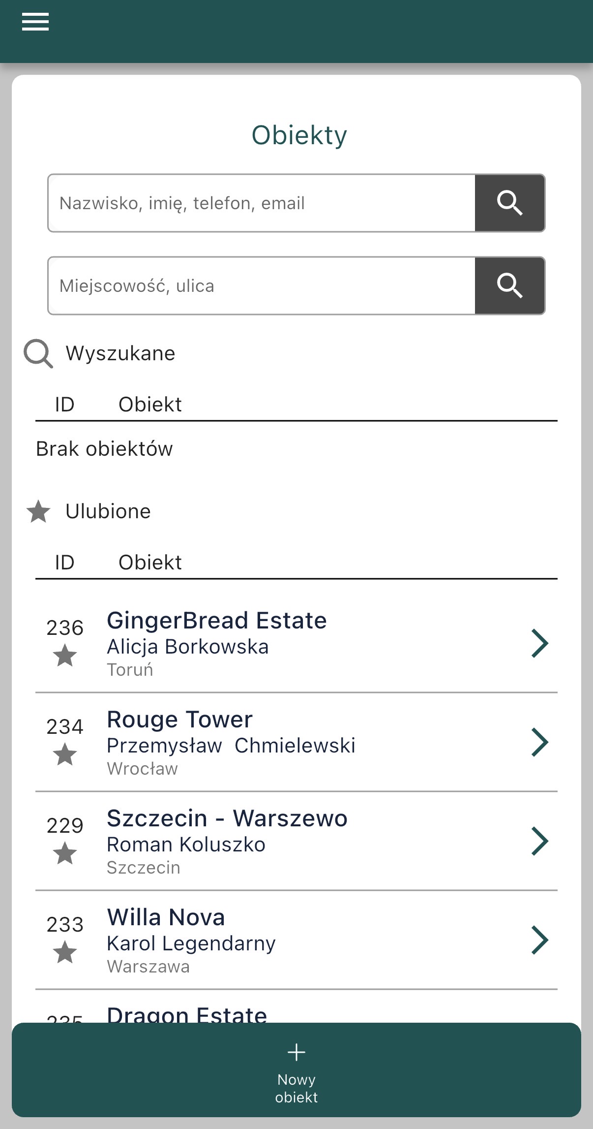 SLR aplikacja mobilna - lista obiektów dla pracownika w terenie
