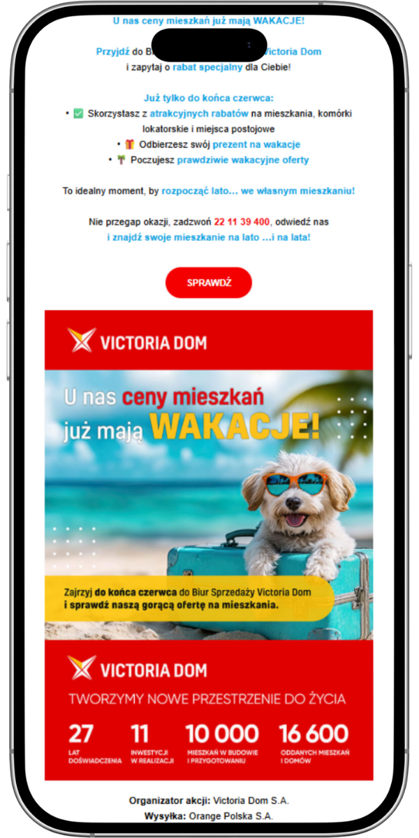 Przykład kampanii e-mail - Victoria Dom